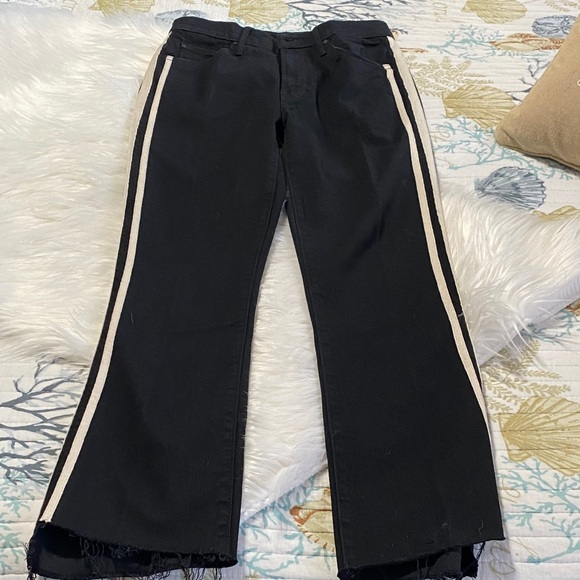 Black Jeans with cream/White Stripes
